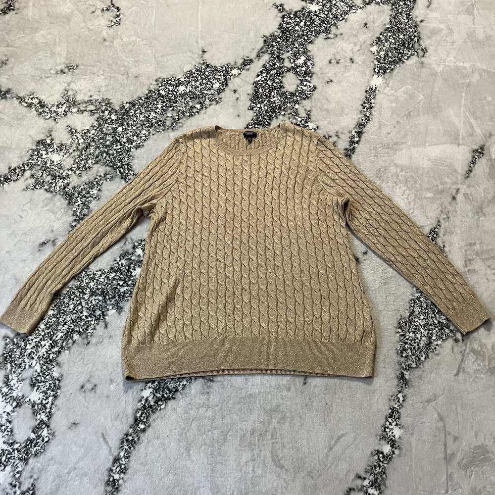 Talbots Sweater Womens Size 2XP Gold Cable Knit Long Sleeve‎ Holiday